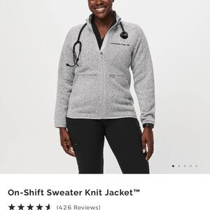 Figs - On-Shift Sweater Knit Jacket- NWT- M- Heather Light Grey